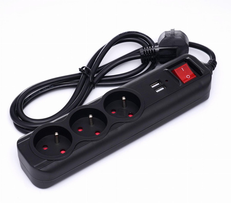 Przedłużacz z USB 1,5m 3 gniazda KD4031 - KRAFT&DELE