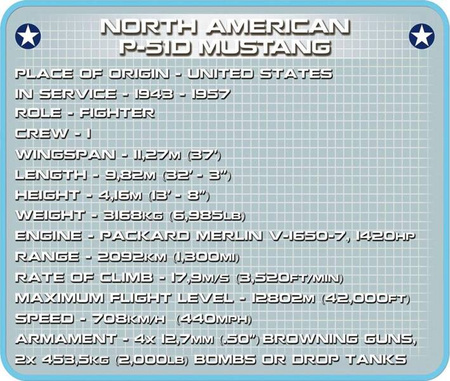 Klocki Small Army 265 elementów North American P-51D Mustang myśliwiec amerykański