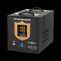 Zasilacz awaryjny KEMOT PROsinus-2000 przetwornica z czystym przebiegiem sinusoidalnym i funkcją ładowania 12V 230V 2000VA/1200W - kolor czarny