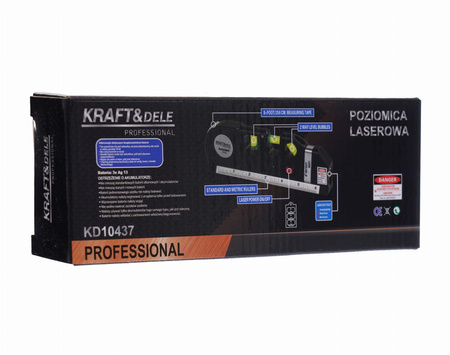 Poziomica laserowa z miarą 250cm KD10437 - KRAFT&DELE