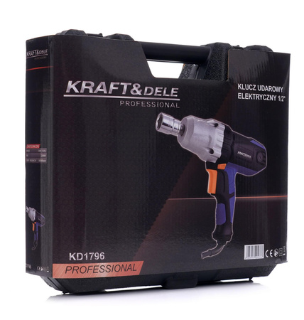 Elektryczny klucz udarowy 1/2" + walizka + nasadki KD1796 - KRAFT&DELE