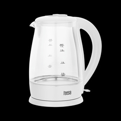 Czajnik elektryczny TEESA, szklany, 2000 W, biały, 1,7 L