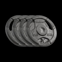 Obciążenie żeliwne olimpijskie zestaw 4x5kg, otwór 51mm, talerz z uchwytami, REBEL ACTIVE