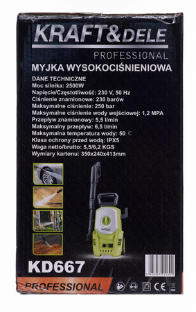 MYJKA WYSOKOCIŚNIENIOWA 2500W 250BAR KD667 - KRAFT&DELE