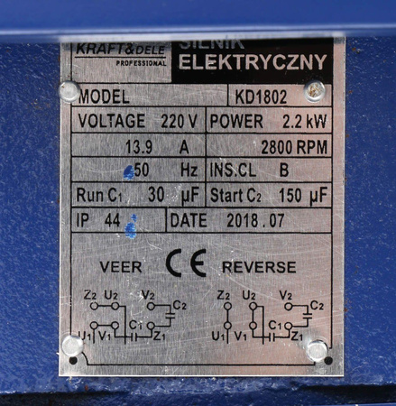 Silnik elektryczny 2,2KW 220V KD1802 - KRAFT&DELE