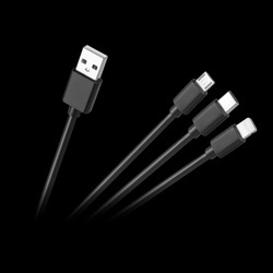 Kabel połączeniowy 3w1, USB A - micro/C/lightning 1.2m