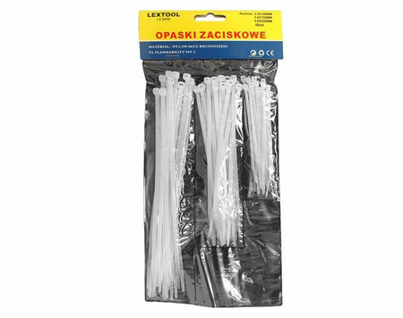 Opaski zaciskowe zestaw 10,15,20cm białe/ 60szt