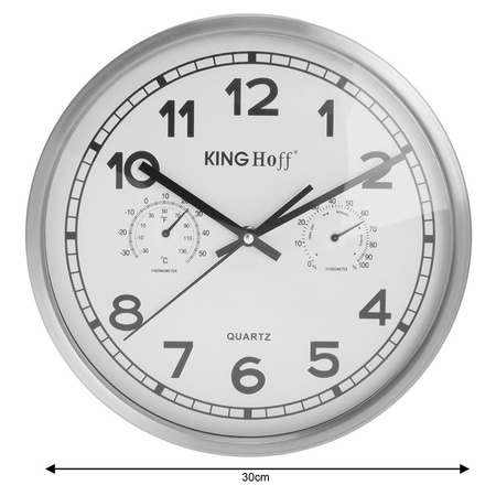 Zegar ścienny, stal nierdzewna Ø30cm Kingho KH-5027