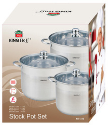 Zestaw garnków 6 elementów, stal Ø26,28,30cm Kingh KH-4312