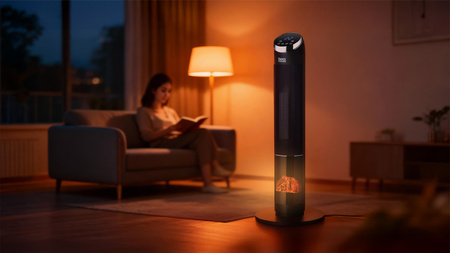 Termowentylator kolumnowy PTC Teesa z funkcją imitacji kominka