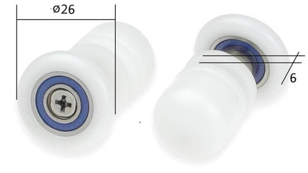 Rolki pojedyncze do szyb 6 mm (XKCE1RE02) - Deante