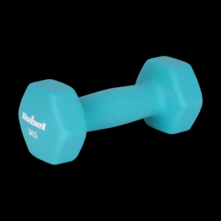 Hantelki żeliwne neoprenowe HEX 2x3kg, REBEL ACTIVE