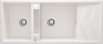 Zlewozmywak granitowy magnetyczny 2-komorowy z ociekaczem (ZRM A213) - Deante