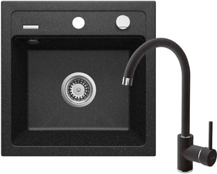 Zlewozmywak granitowy z baterią 1-komorowy (ZQZA2103) - Deante