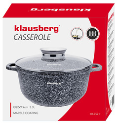Garnek z pokrywką, stal szary marmurek Ø22cm 3,3l Klausbe KB-7521