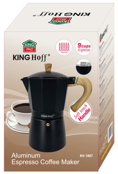 Zaparzacz do kawy espresso, aluminium, 9 filiżanek, czarny/drewnopodobny, KINGHoff, KH-1887 KH-1887