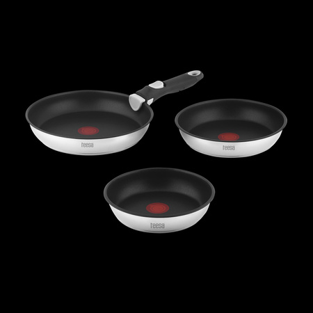 Zestaw patelni z odłączaną rączką 22cm , 24cm 28 cm TEESA FRYING PANS SINGLE HAND