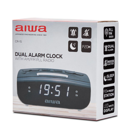 Radiobudzik AIWA CR-15 LED czarny (8435256896886) - AIWA