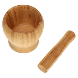 Moździerz, bambus zestaw 2 elementy, ø9,8x9cm Kingho KH-1616