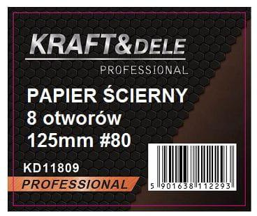 Papier ścierny 50szt. krążek 125mm P80 na rzep KD11809 - KRAFT&DELE