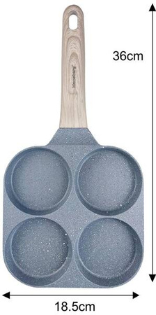 Patelnia z powłoką nieprzywieralną, 4 sekcje, szara z drewnianą rączką, 36x18,5x2,5cm Klausberg, KB-7822 KB-7822