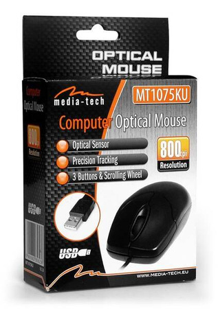 OPTICAL MOUSE - Standardowa myszka optyczna, 3 przyciski + rolka, 800 cpi, interfejs PS/2