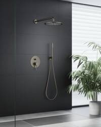 Zestaw prysznicowy podtynkowy z deszczownicą i prysznicem BOSTON BOS-ZKP.150 GRAFIT (GUN METAL) Blue Water