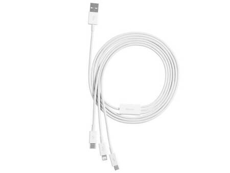 BASEUS Kabel USB 3w1 Superior Series, USB do micro USB / USB-C / Lightning, 3.5A, 1.2m (CAMLTYS-02) Biały