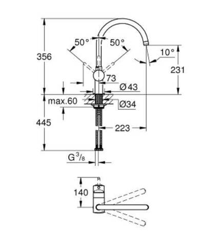 Bateria GROHE Minta 32917AL0 grafitowa