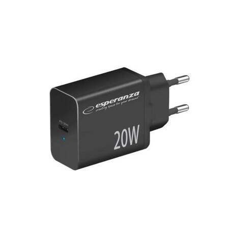 ESPERANZA ŁADOWARKA SIECIOWA 20W USB-C PD CZARNA