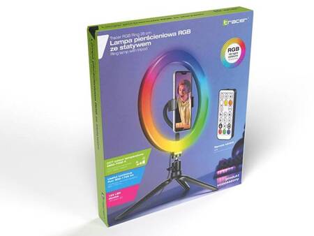 Lampa pierścieniowa TRACER RGB RING 26cm ze statywem