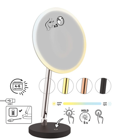 Lusterko kosmetyczne stojące - podświetlenie LED (ADI N812) - Deante