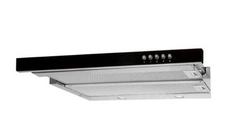 Okap podszafkowy teleskopowy AKPO WK-7 LIGHT GLASS 60 INOX CZARNY (600mm; kolor inox, front czarne szkło)