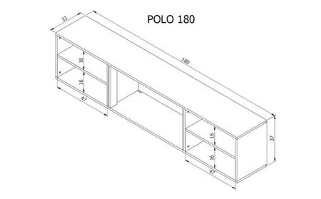 Szafka RTV POLO 180x33x39 czarny + kominek czarny