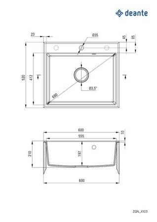 Zlewozmywak granitowy 1-komorowy (ZQN 7103) - Deante